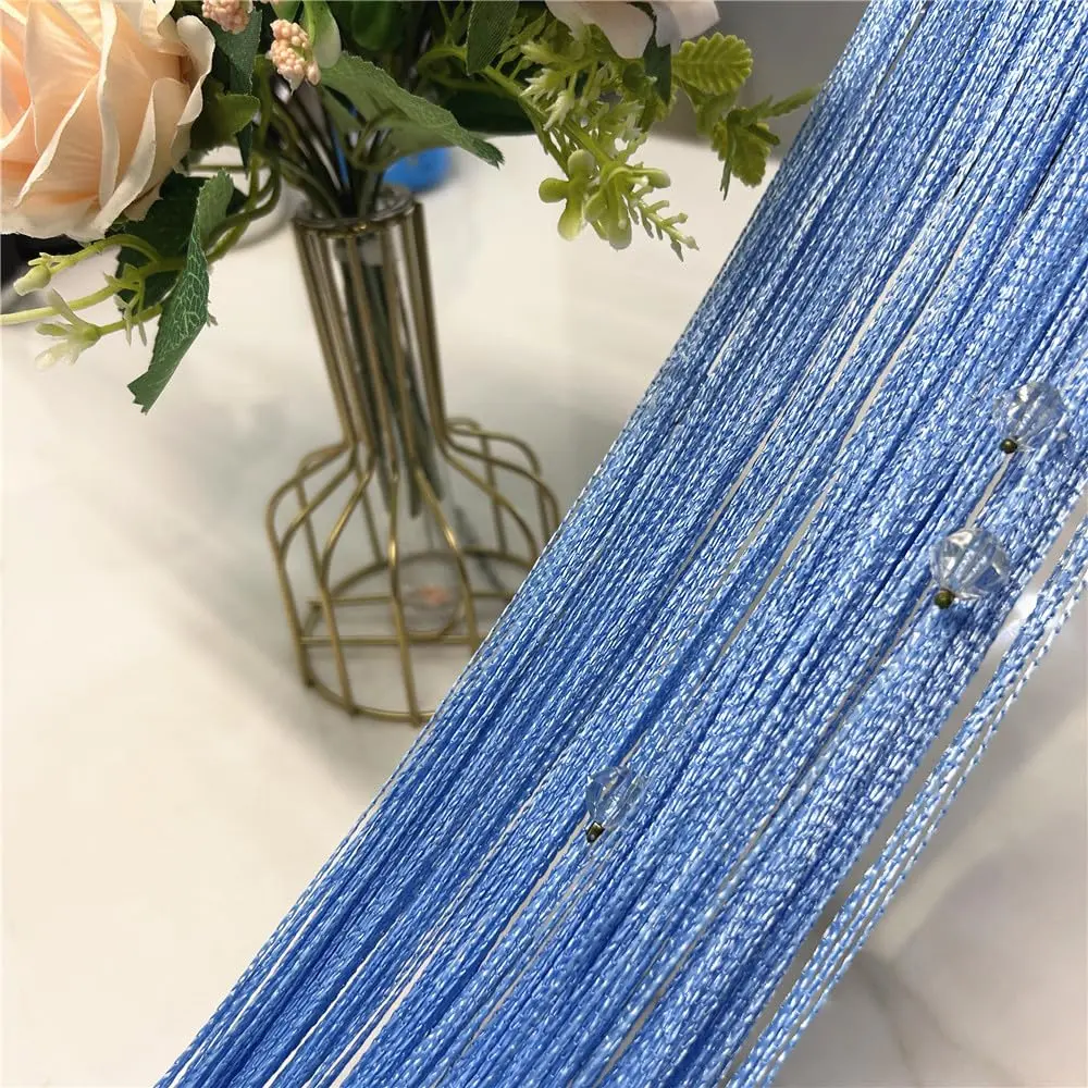 Eve Split Sky Blue Curtain 190-200cm High | Modern Beaded Door String Curtain - view 4