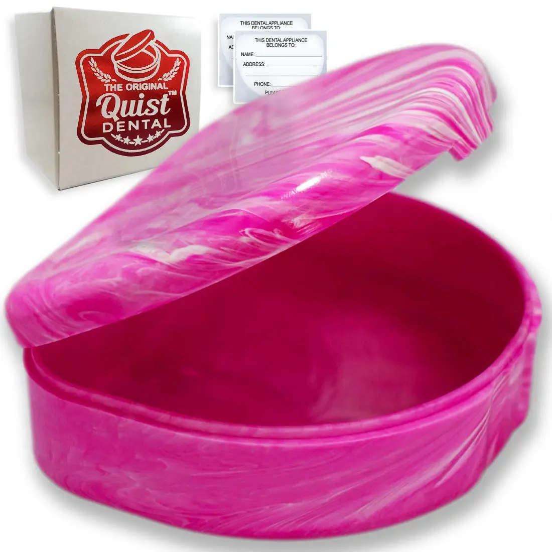 The Original Quist Dental Orthodontic Retainer Case (Pink) | Durable Plastic Storage - main product image