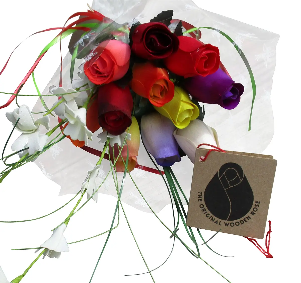 The Original Wooden Rose Assorted Colors Floral Flower Bouquets in a Gift Box (1 Dozen) Brighten your home or office with vibrant birch wood roses, maintenance-free and perfect for gifting - view 7