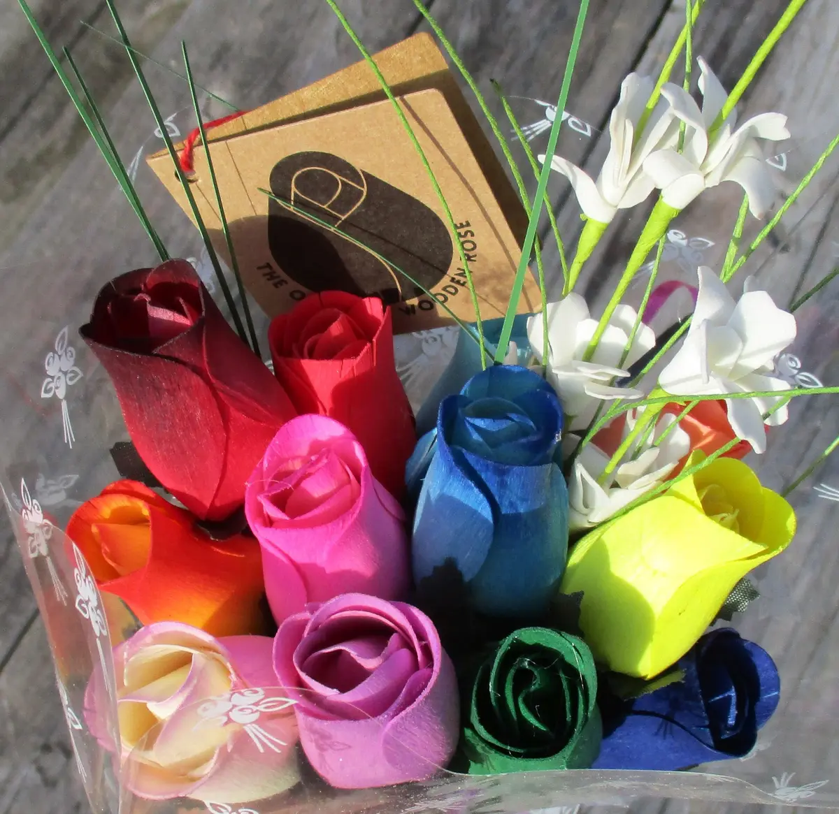 The Original Wooden Rose Assorted Colors Floral Flower Bouquets in a Gift Box (1 Dozen) Brighten your home or office with vibrant birch wood roses, maintenance-free and perfect for gifting - view 4