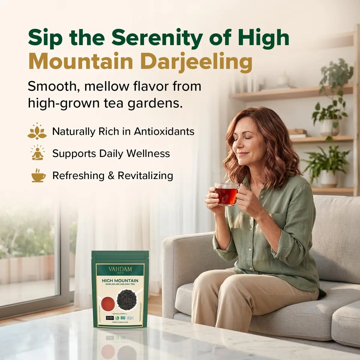 VAHDAM High Mountain Oolong Tea Leaves 3.5oz | Premium Himalayan Loose Leaf Tea, High Caffeine, Organic, Natural, Re-sealable Bag - view 4