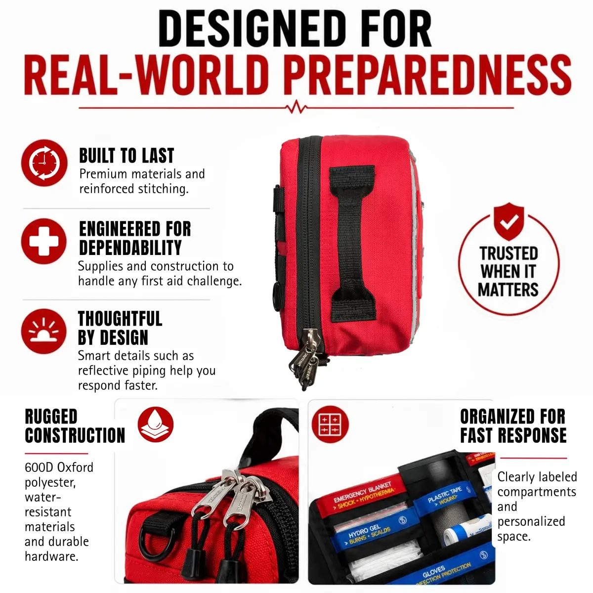 SURVIVAL Large First Aid Kit 142-Piece Emergency Response System | Compact, Durable, Australian Design - view 6