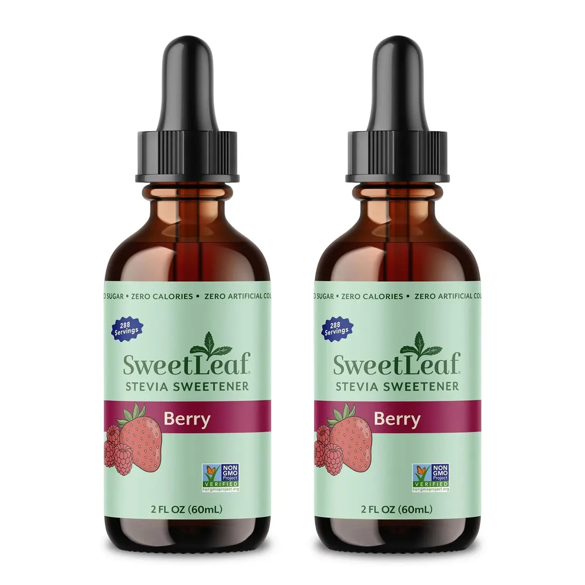 SweetLeaf Stevia Drops Liquid Sweetener, Berry - 2 Fl Oz, Pack of 2 | Zero Calorie, Natural Flavor, Keto Friendly - main product image
