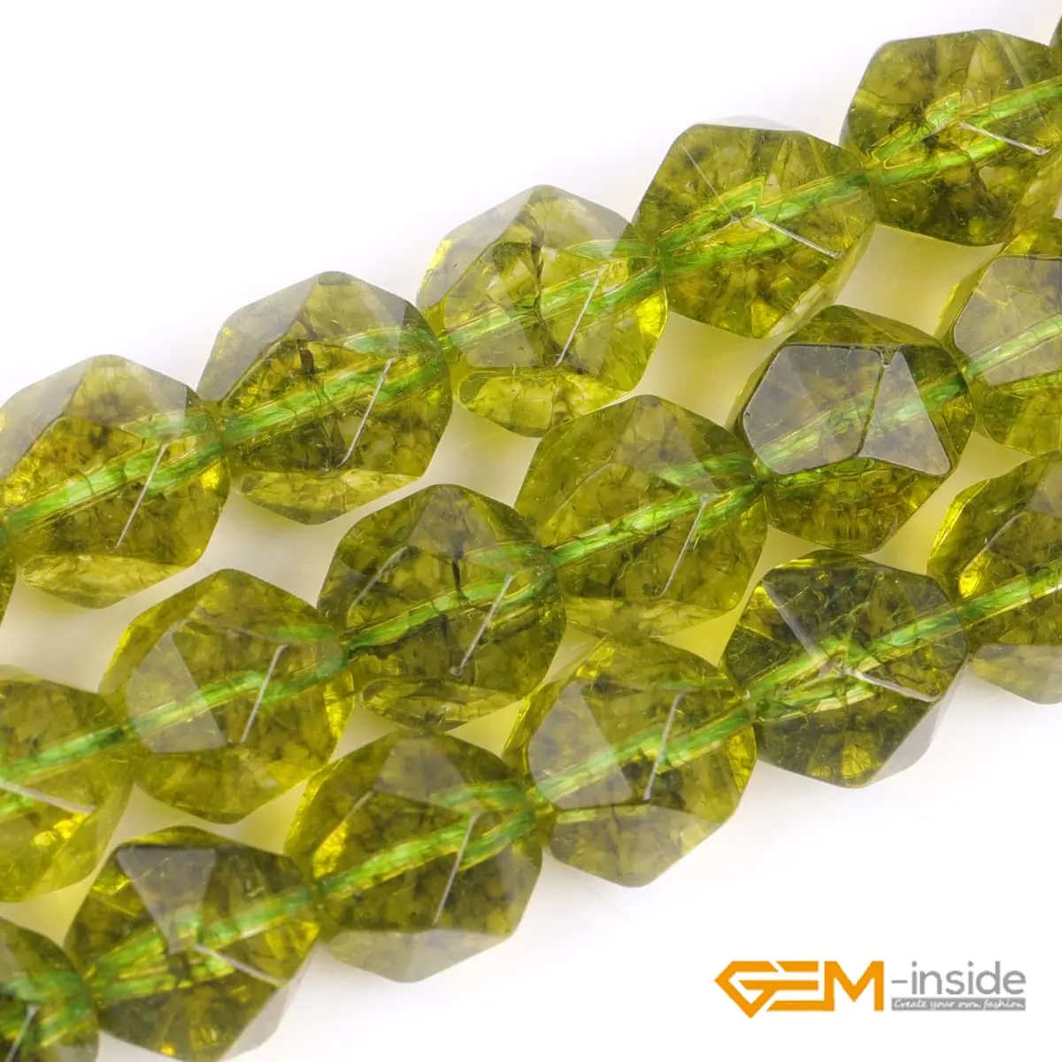 GEM-Inside 10mm Peridot Gemstone Loose Beads Faceted Dyed Cambay Crystal Energy Stone for Jewelry Making | Natural Energy Stone - view 4
