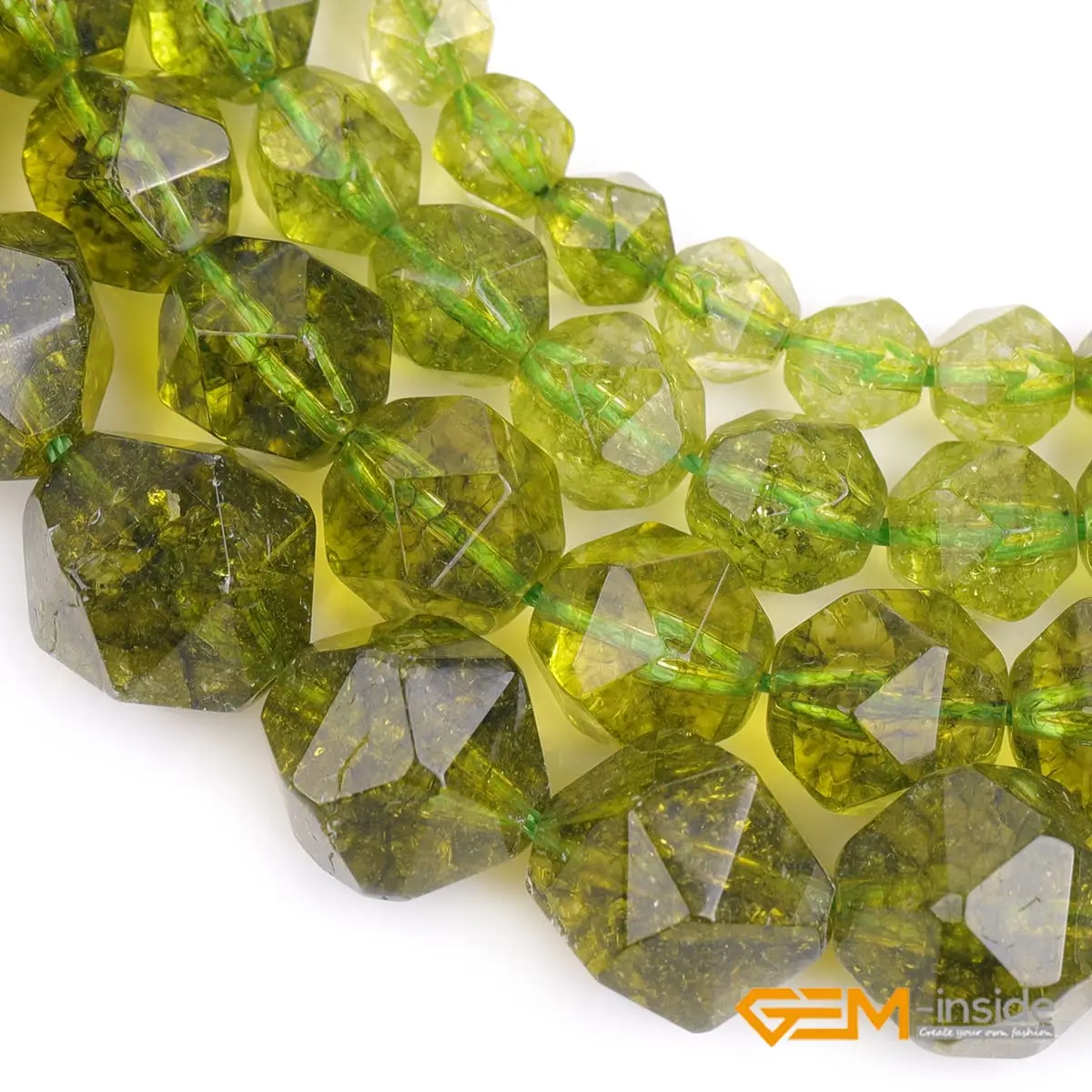 GEM-Inside 10mm Peridot Gemstone Loose Beads Faceted Dyed Cambay Crystal Energy Stone for Jewelry Making | Natural Energy Stone - view 5