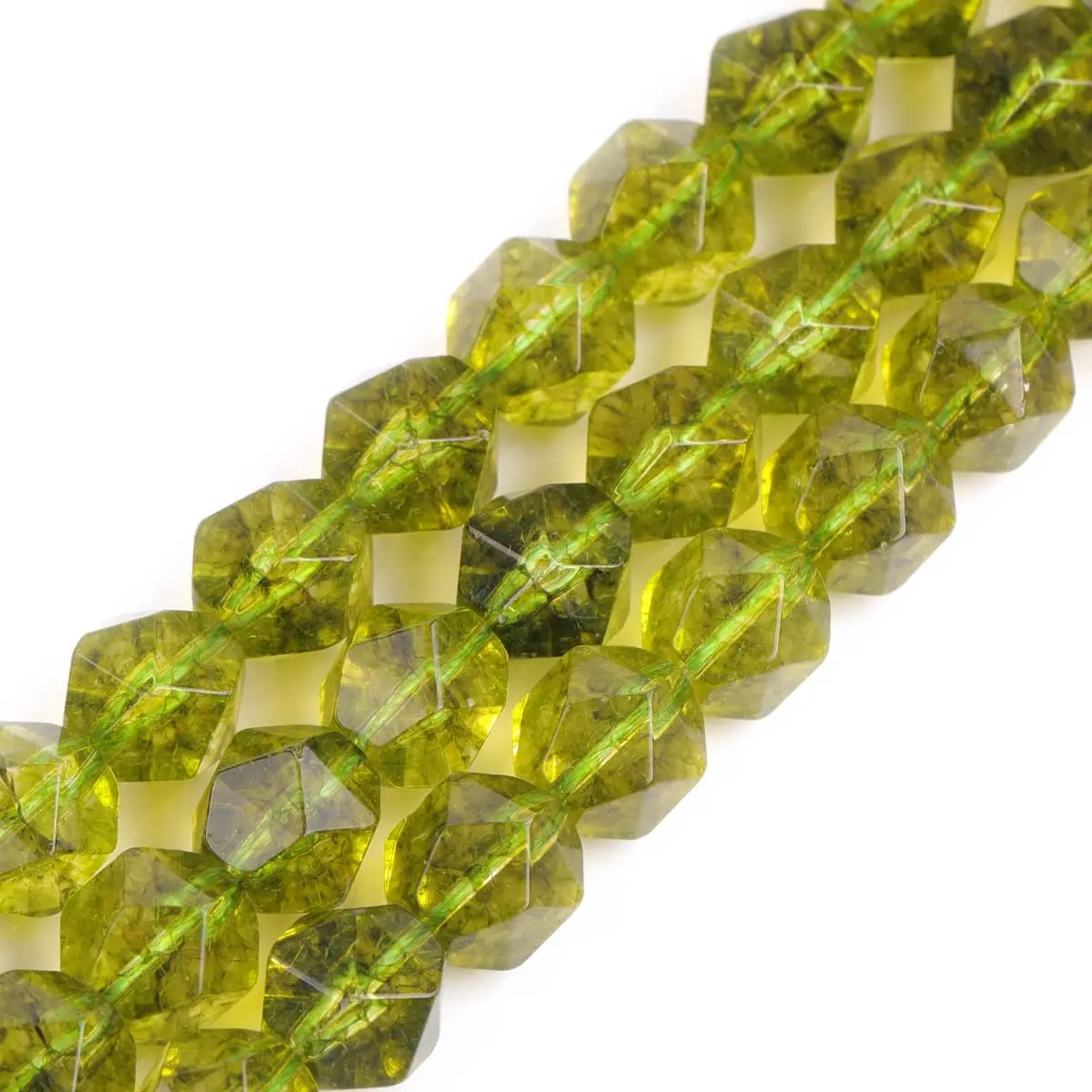 GEM-Inside 10mm Peridot Gemstone Loose Beads Faceted Dyed Cambay Crystal Energy Stone for Jewelry Making | Natural Energy Stone - main product image