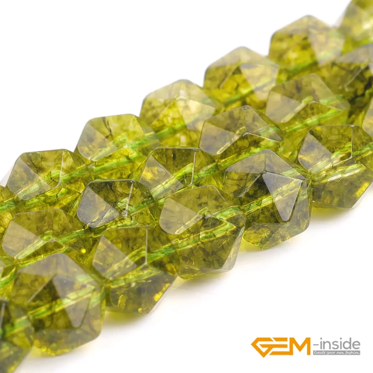 GEM-Inside 10mm Peridot Gemstone Loose Beads Faceted Dyed Cambay Crystal Energy Stone for Jewelry Making | Natural Energy Stone - view 3