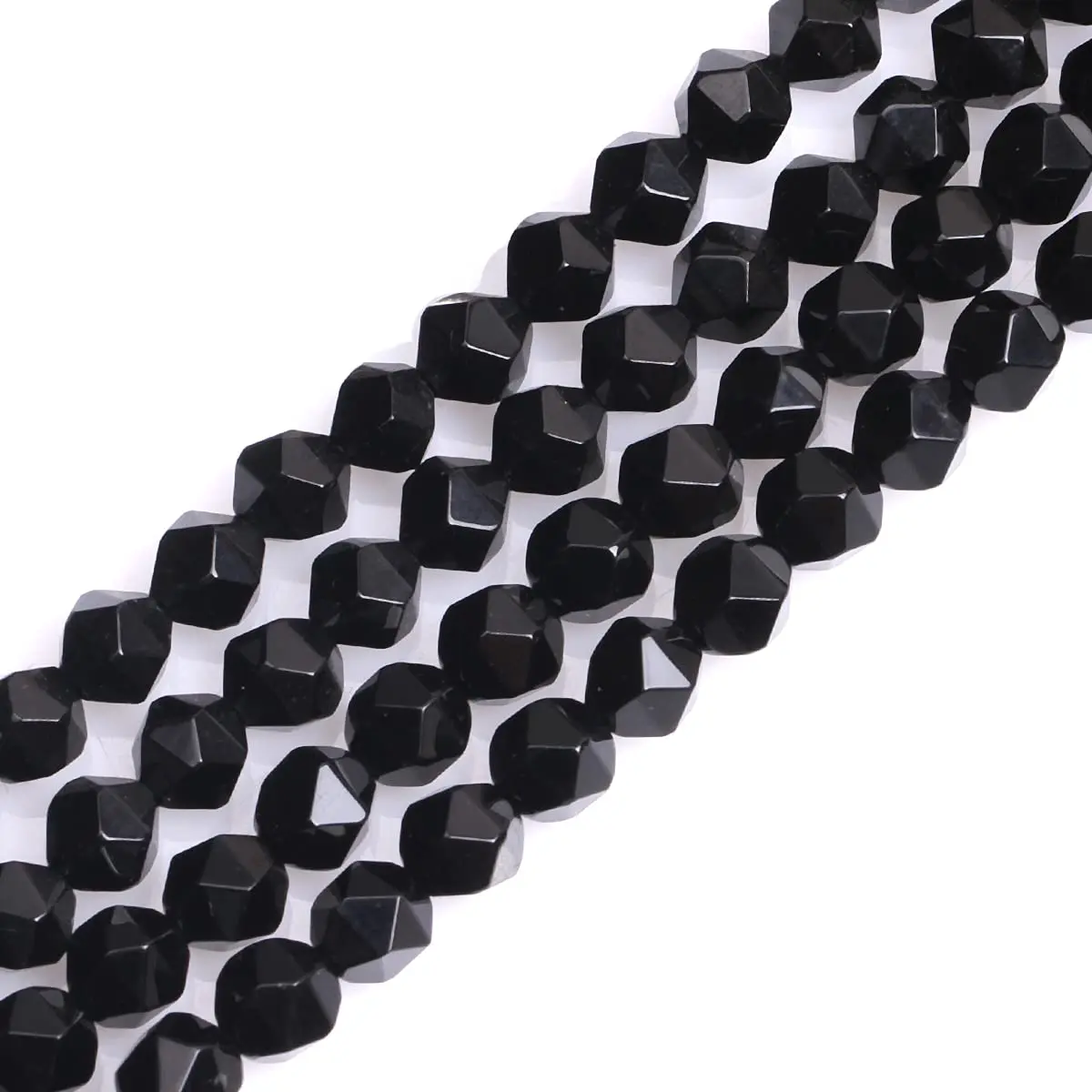 GEM-INSIDE CREATE YOUR OWN FASHION Natural 6mm Black Agate Gemstone Loose Beads Faceted Cambay Energy Stone for Jewelry Making 15" - main product image