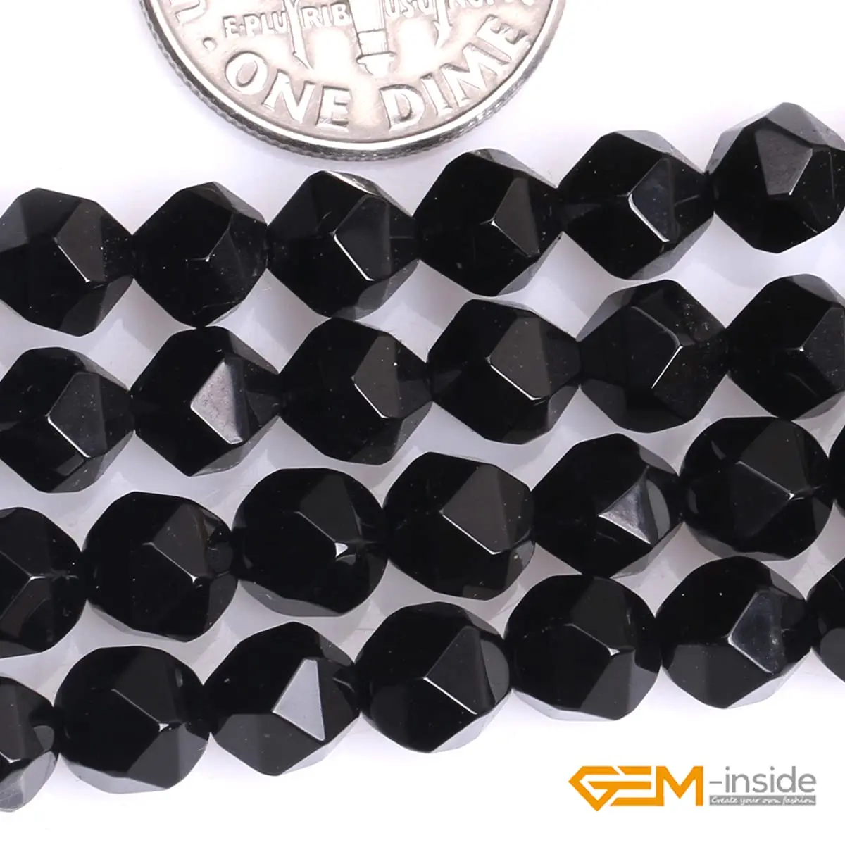 GEM-INSIDE CREATE YOUR OWN FASHION Natural 6mm Black Agate Gemstone Loose Beads Faceted Cambay Energy Stone for Jewelry Making 15" - view 5