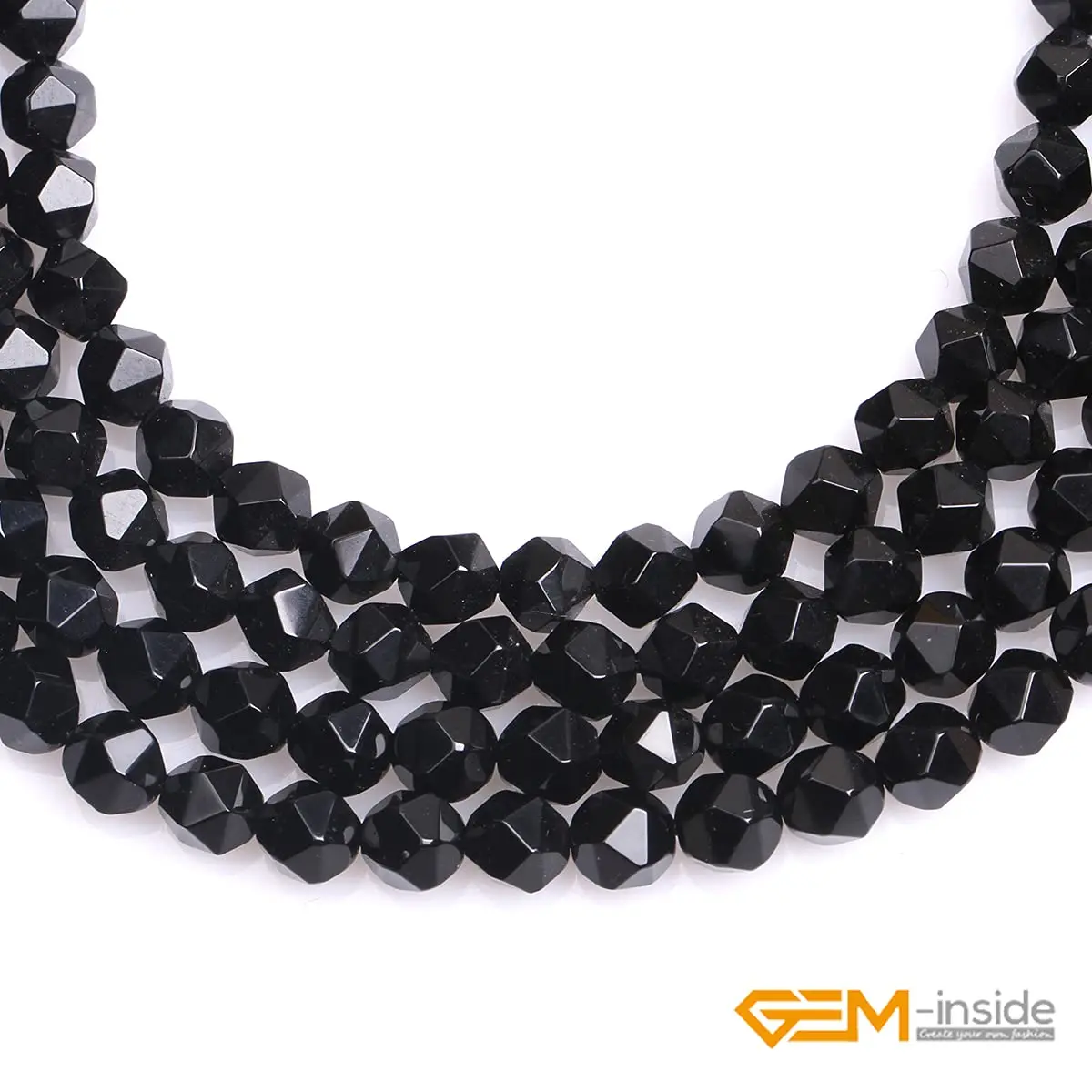 GEM-INSIDE CREATE YOUR OWN FASHION Natural 6mm Black Agate Gemstone Loose Beads Faceted Cambay Energy Stone for Jewelry Making 15" - view 4