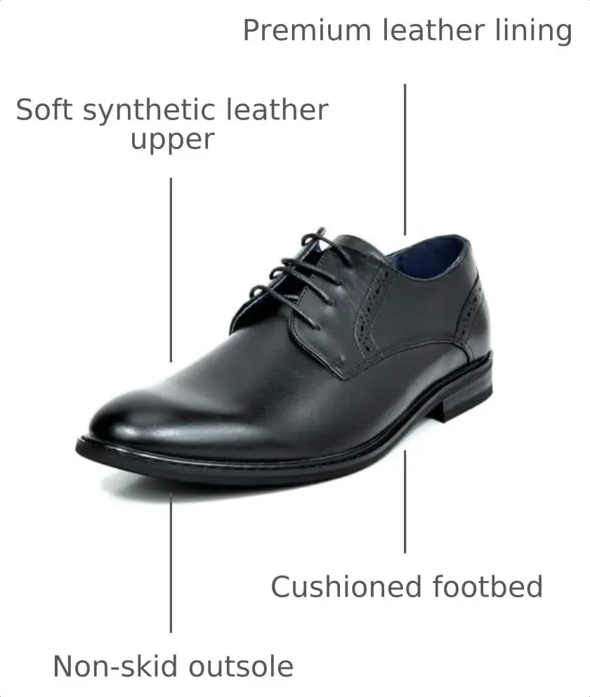 Bruno Marc Men's Dress Classic Comfort Oxford Shoes, Black, 6.5 | Vintage Style with Comfort - view 3