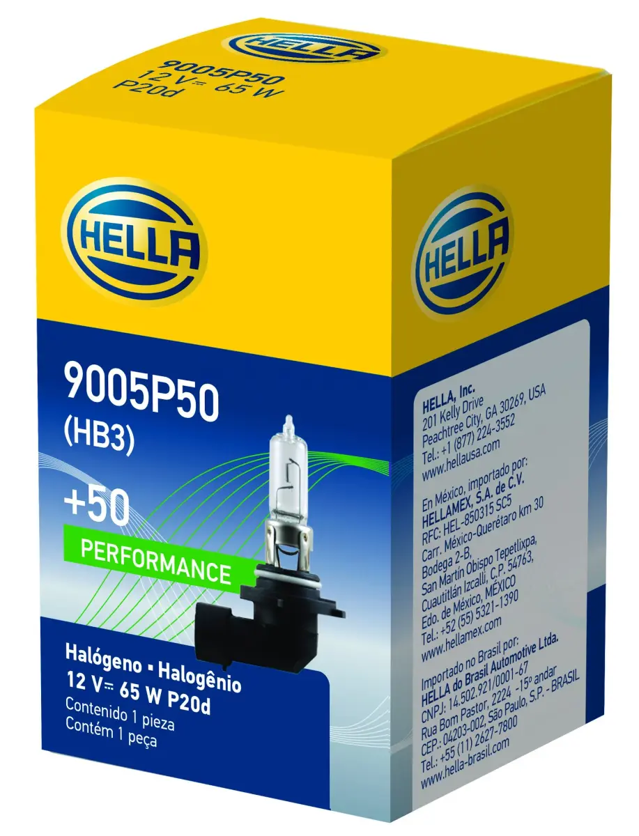 Hella 9005P50 +50 Performance HB3 Halogen Bulb, 12V, 65W - main product image