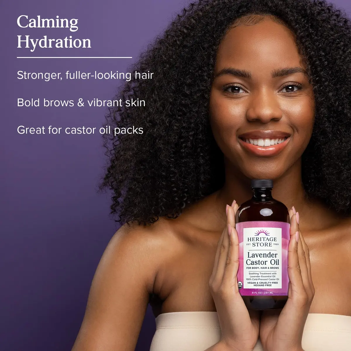 HERITAGE STORE USDA Organic Castor Oil with Lavender, Cold Pressed 236ml (8 Fl Oz) | USDA Organic Hair & Skin Treatment - view 2