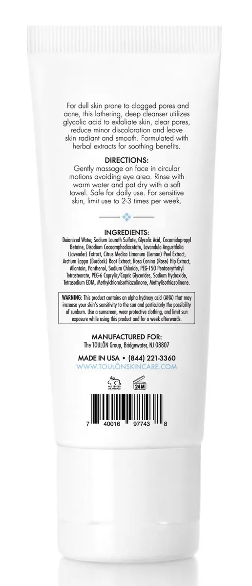 TOULON Glycolic Acid Face Wash 4 Oz | Exfoliating Gel for All Skin Types - view 2