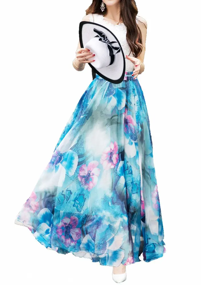 Afibi Women's Maxi Chiffon Long Skirt XX-Large | Flowy, Floral, Beach-Ready (70-120 chars) - main product image