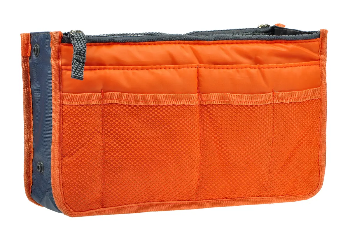 Vercord Purse Organizer Insert for Handbags 13 Pockets | Nylon Travel Tote Organizer Orange Medium - view 2