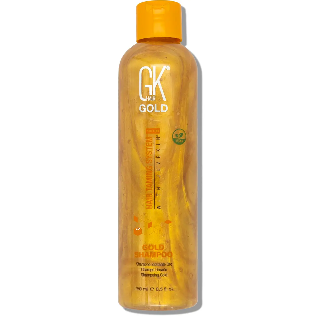 GK HAIR Gold Shampoo 8.5 Oz Hydrating Hair Cleanser with Aloe Vera and Shea Butter for Dry Damaged Hair Frizz Control Smooth Soft Shine Wild Orchid Fragrance | Hydrates & Smooths - main product image