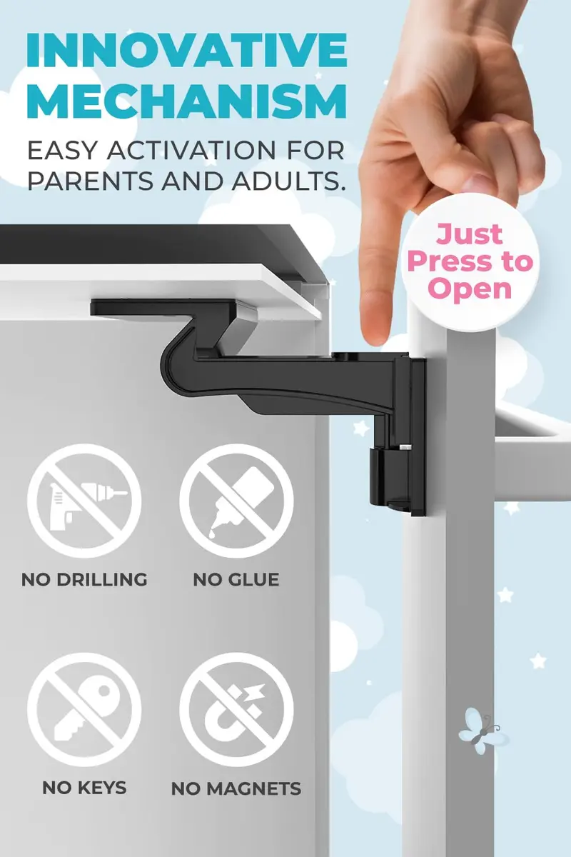 The Good Stuff Invisible Baby Cabinet Locks – No Tools Needed, 12 Pack | Secure Drawers & Cabinets - view 5