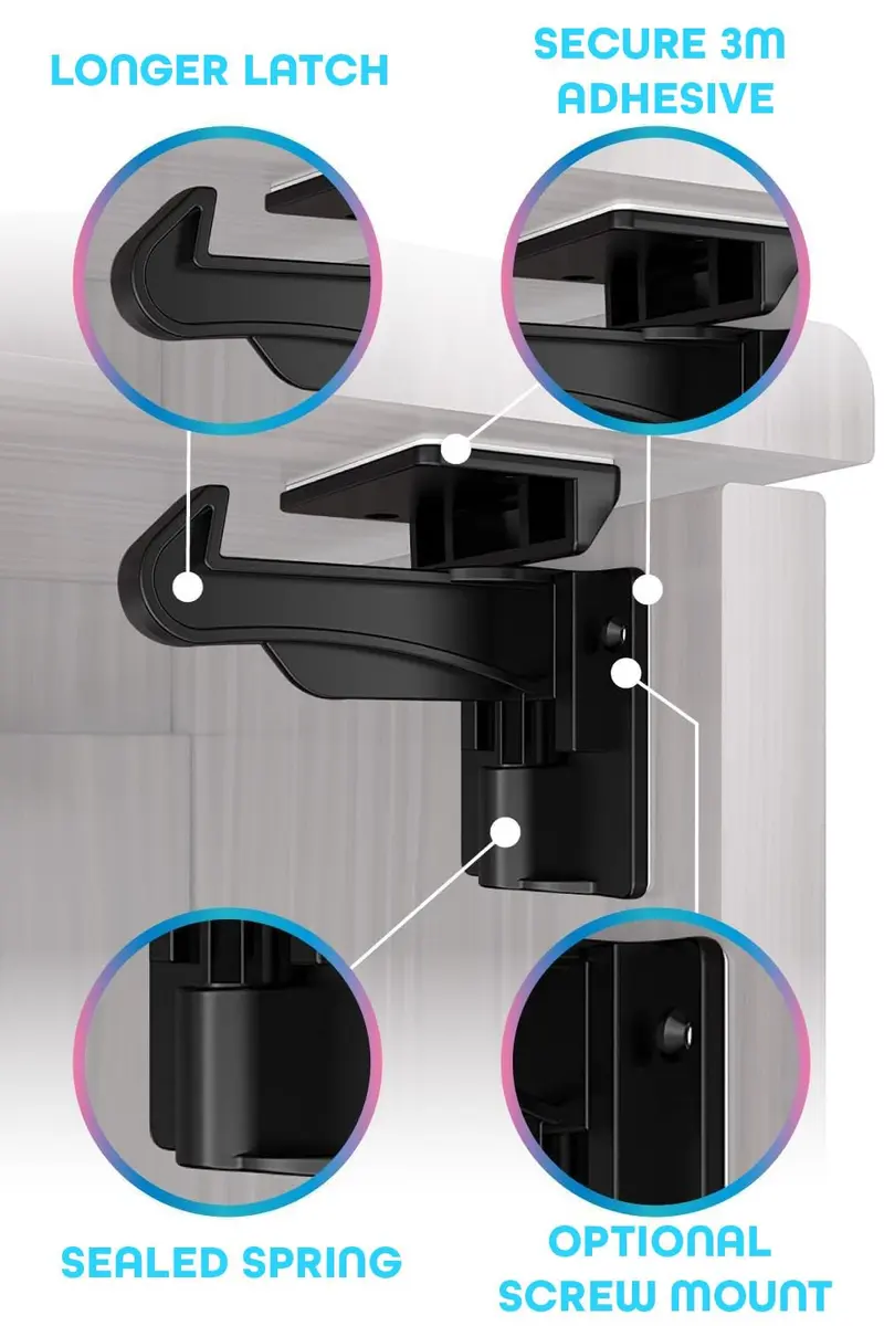 The Good Stuff Invisible Baby Cabinet Locks – No Tools Needed, 12 Pack | Secure Drawers & Cabinets - view 3