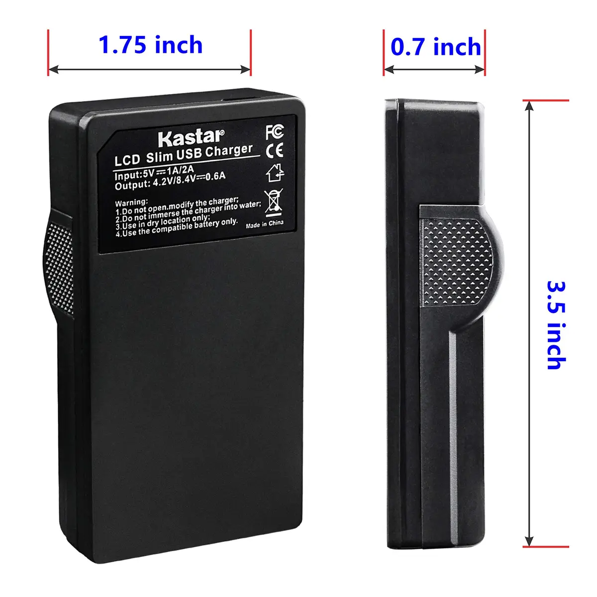 Kastar LCD Slim USB Charger for Nikon EN-EL20a Batteries | Charges via USB, Computer, or Wall Adapter | 5V/2A Input, 4.2V/8.4V 600mA Output - view 3