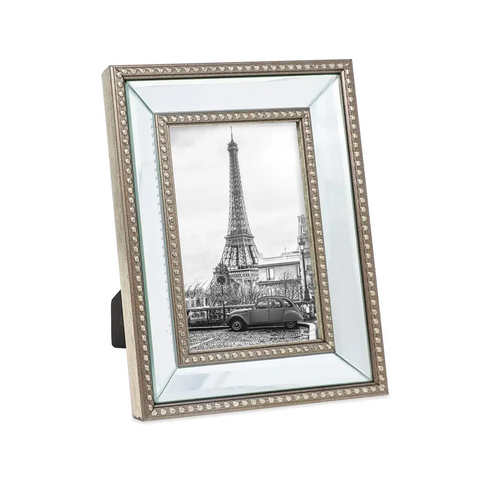 Isaac Jacobs 4x6 Champagne Mirror Bead Picture Frame - Classic Mirrored Frame with Dotted Border for Wall & Tabletop Display - main product image
