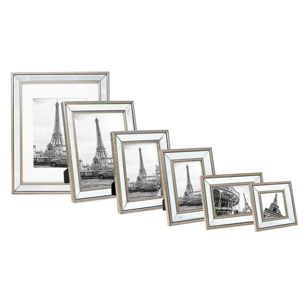 Isaac Jacobs 4x6 Champagne Mirror Bead Picture Frame - Classic Mirrored Frame with Dotted Border for Wall & Tabletop Display - view 7