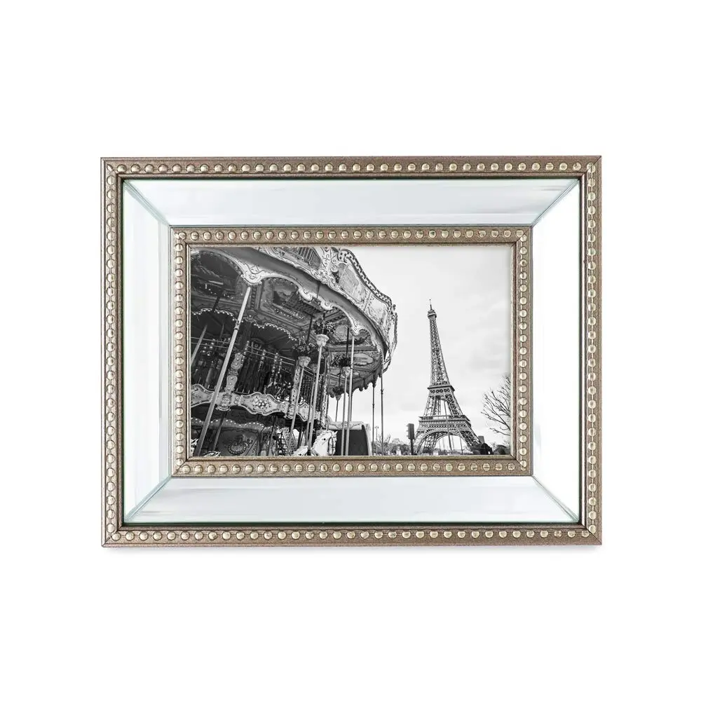 Isaac Jacobs 4x6 Champagne Mirror Bead Picture Frame - Classic Mirrored Frame with Dotted Border for Wall & Tabletop Display - view 3