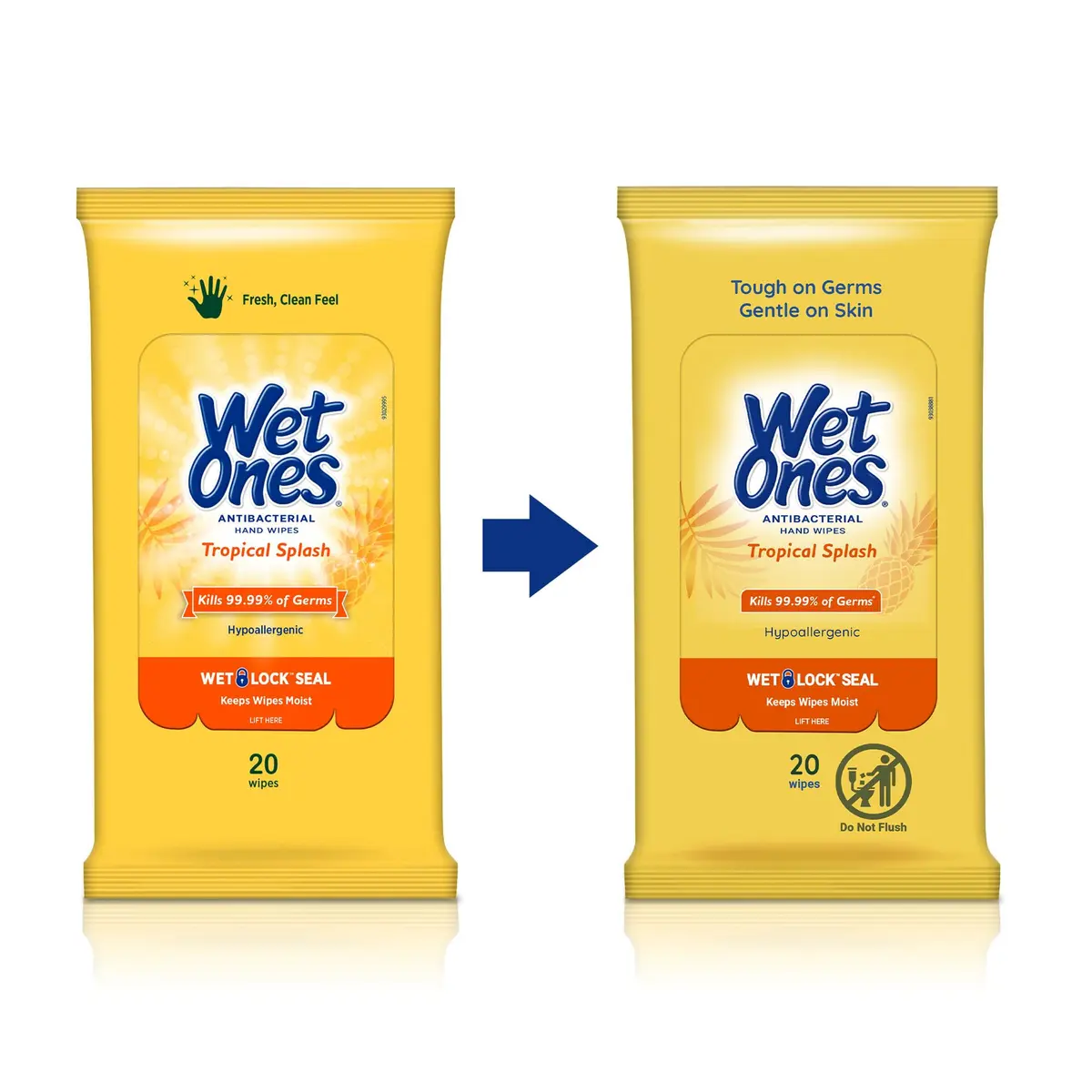 Wet Ones Antibacterial Hand Wipes Tropical Splash 200 Count (10 Packs) | Kills 99.99% of Germs - view 5