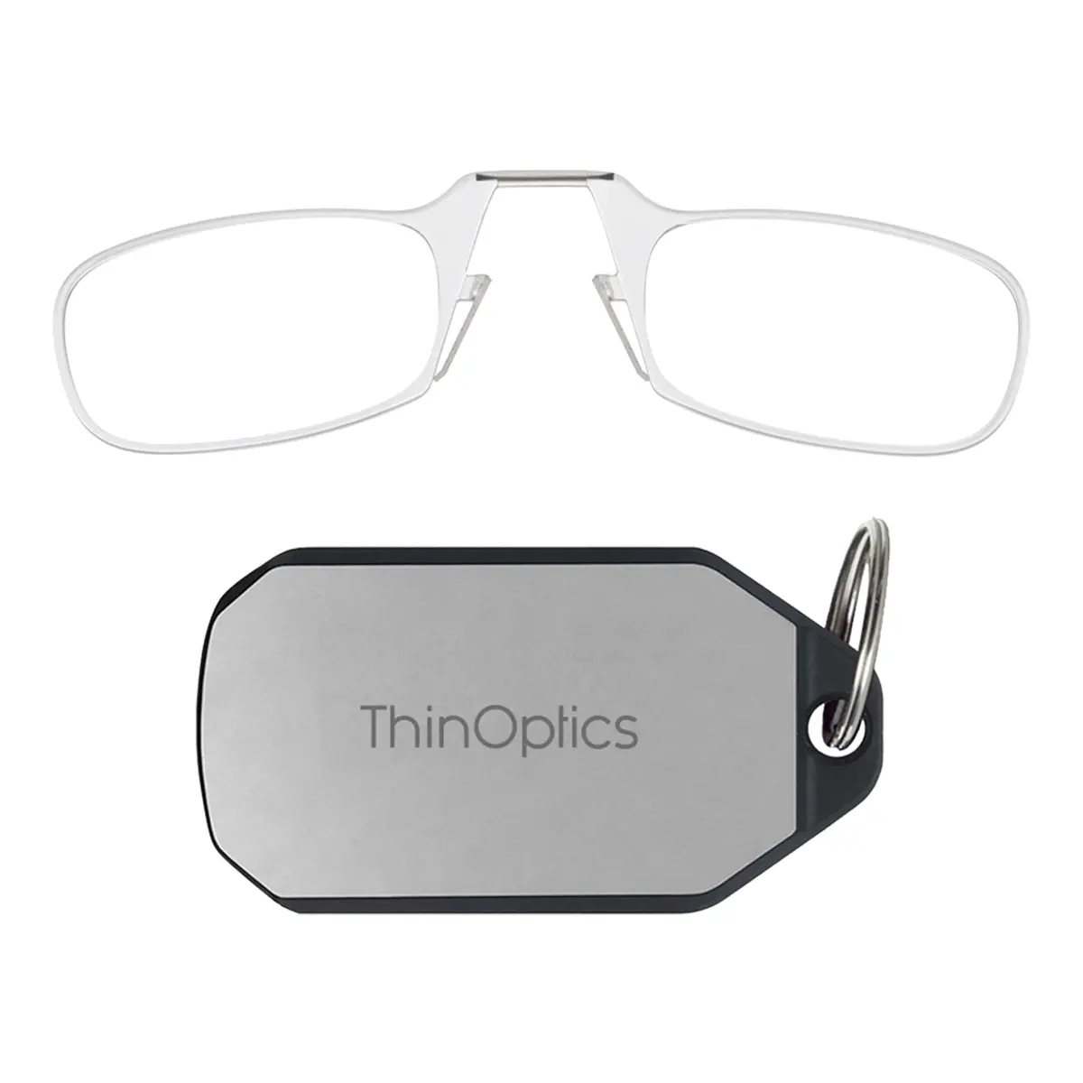 ThinOptics Keychain Case + Rectangular Reading Glasses 1.5 Diopters (44mm Lens) | Ultra-Portable Readers - main product image