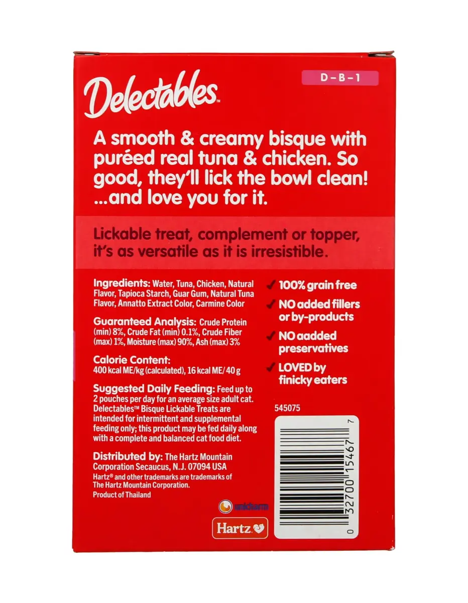 Delectables Lickable Treat Bisque Tuna & Chicken Wet Cat Treat 1.4oz Pouch (Pack of 30) | Grain-Free Food Topper for Cats - view 2