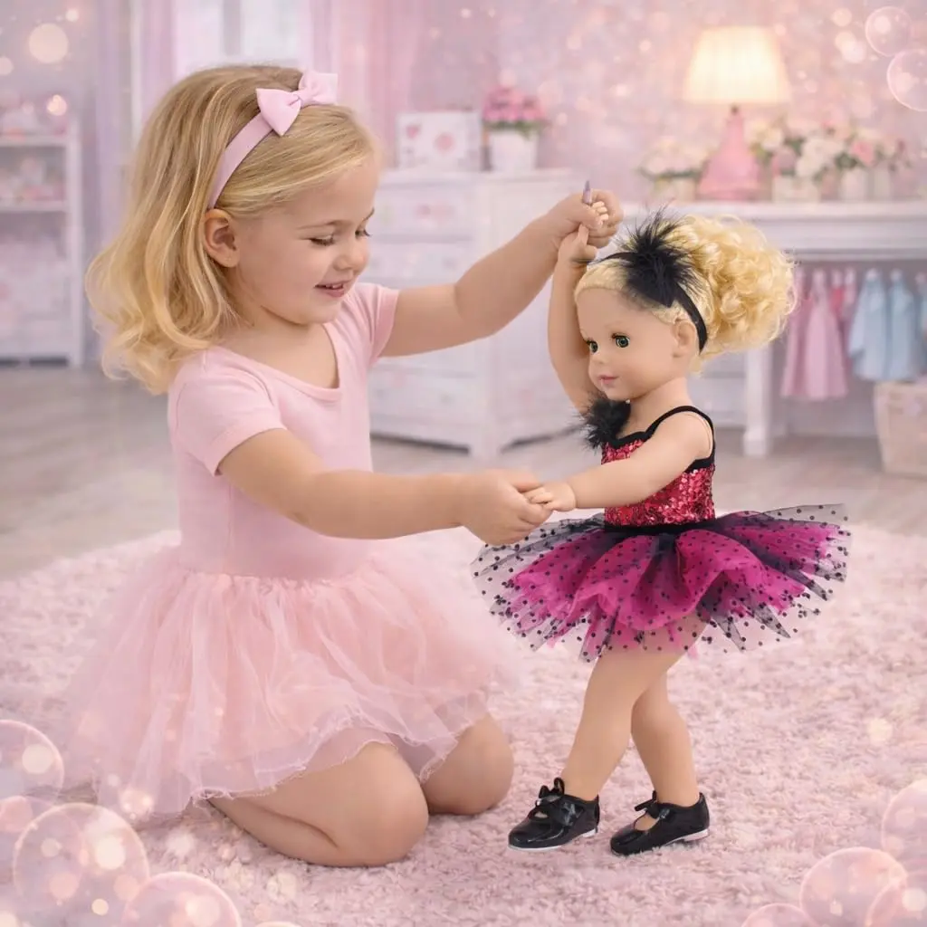 Emily Rose 18 Inch Doll Ballet Clothes Set - 4 PC Pink Outfit for American Girl Dolls | Dance Recital Costume - view 6