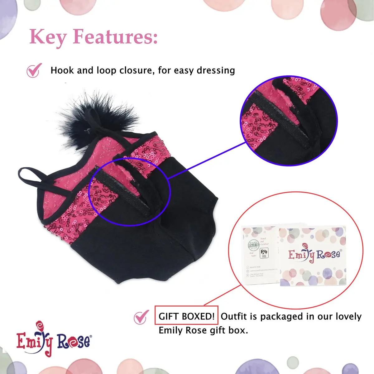 Emily Rose 18 Inch Doll Ballet Clothes Set - 4 PC Pink Outfit for American Girl Dolls | Dance Recital Costume - view 7
