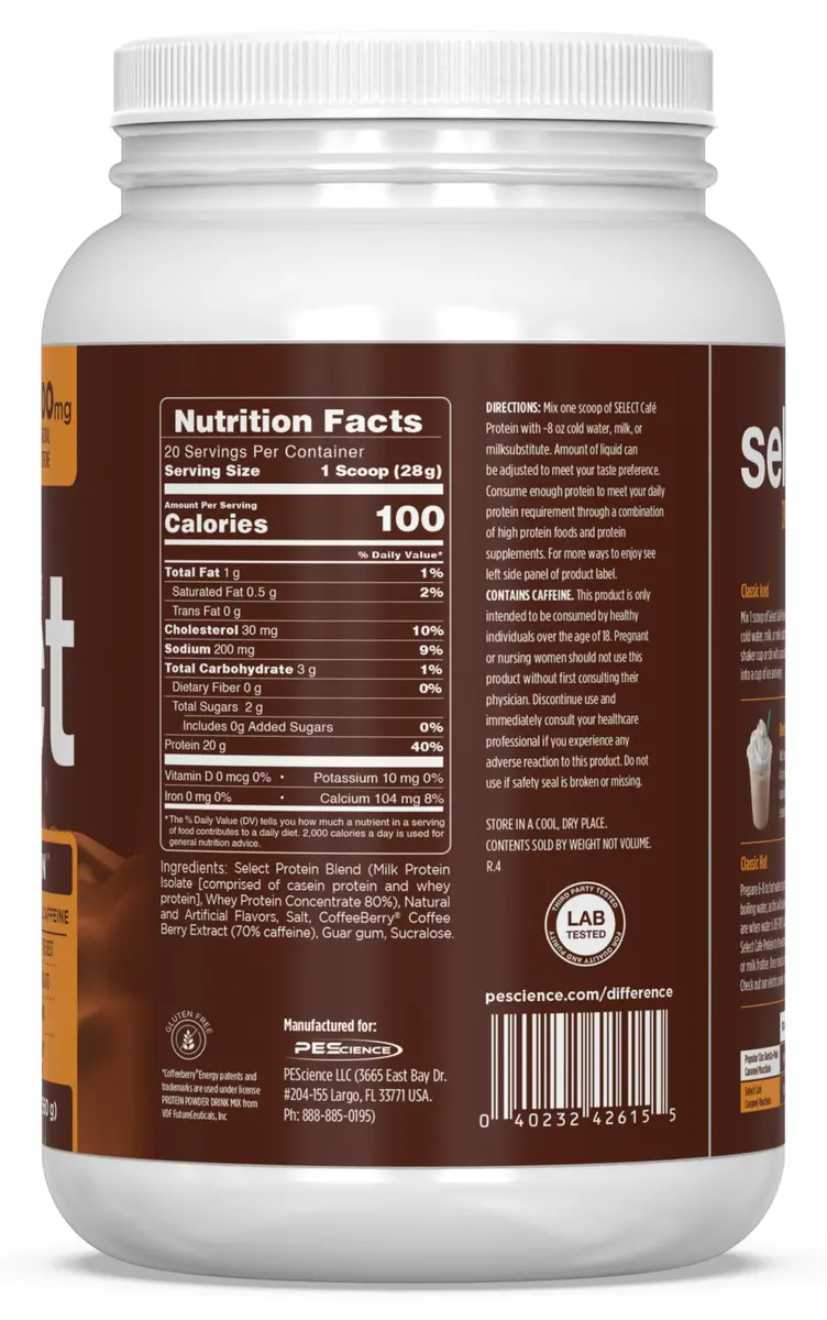 PEScience Select Cafe Protein Coffee Powder, Caramel Macchiato, 20 Servings | 20g Protein, 100mg Caffeine, Versatile Hot/Iced - view 6