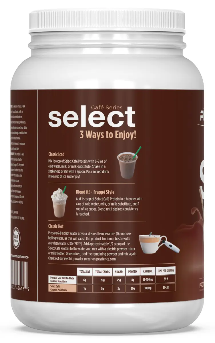 PEScience Select Cafe Protein Coffee Powder, Iced Mocha, 20 Servings | 20g Protein & 100mg Caffeine, Low Calorie, USA Import - view 7