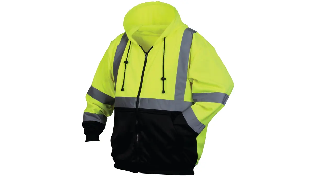 Pyramex RSZH3210L RSZH32 Series Sweatshirt Hi-Vis Lime Size Large | Safety Workwear with Reflective Striping - main product image