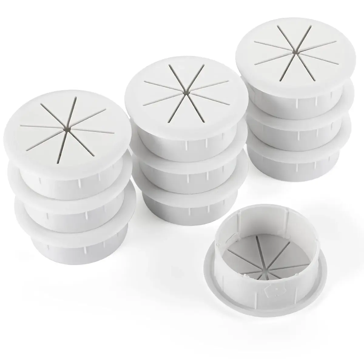 HYCC 2-3/8 Inch Flexible Desk Grommet - White | Organize Wires Effectively - main product image