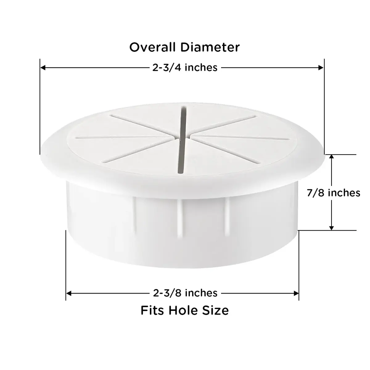HYCC 2-3/8 Inch Flexible Desk Grommet - White | Organize Wires Effectively - view 4