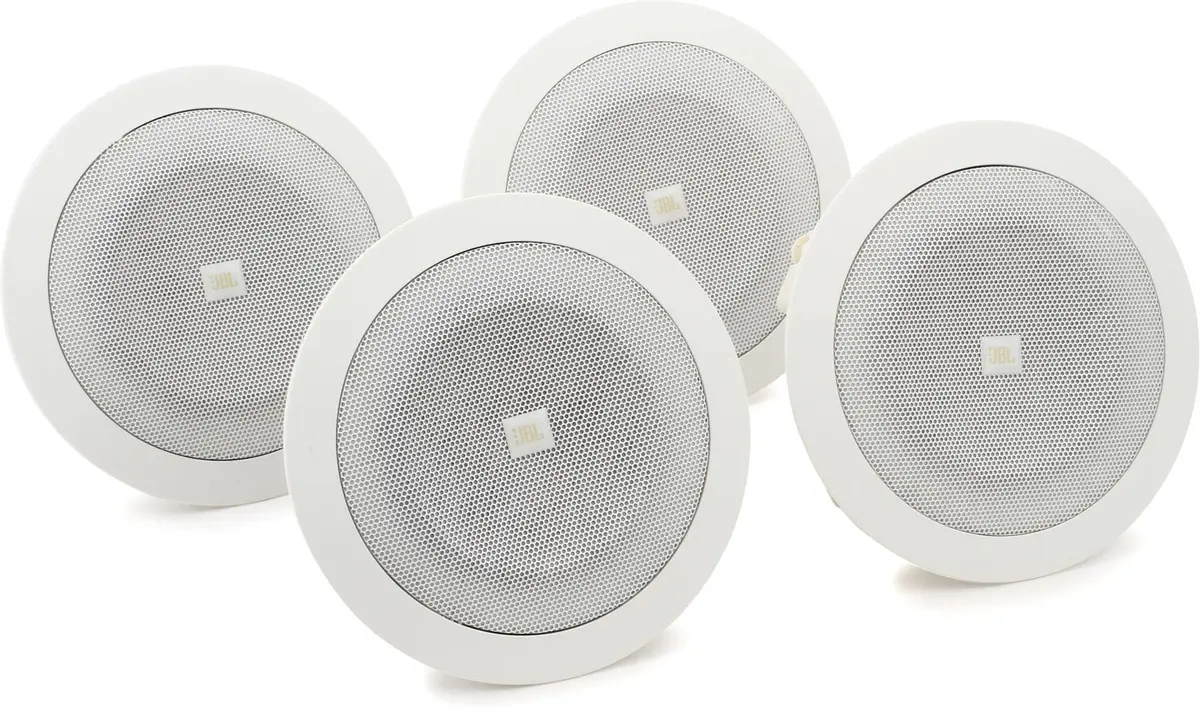 JBL Professional 8124 In-Ceiling Loudspeaker, White, 4-inch Woofer, 6W Transformer, Pack of 4 | Clear, High-Fidelity Performance - main product image