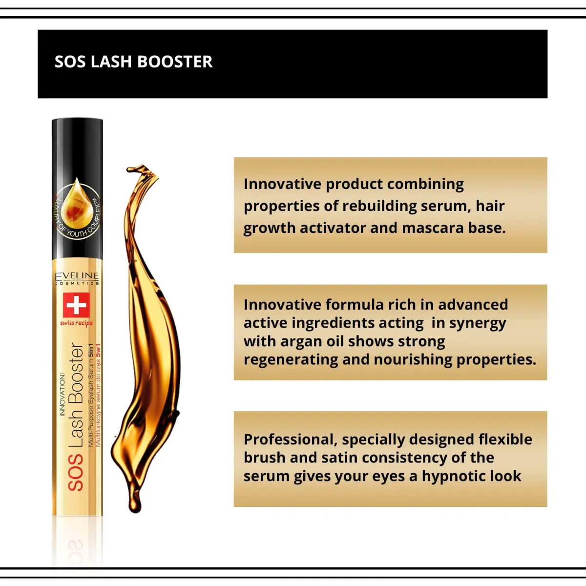 EVELINE COSMETICS Lash Booster Eyelash Serum with Argan Oil | 10ml (0.34 Fl Oz) - view 3