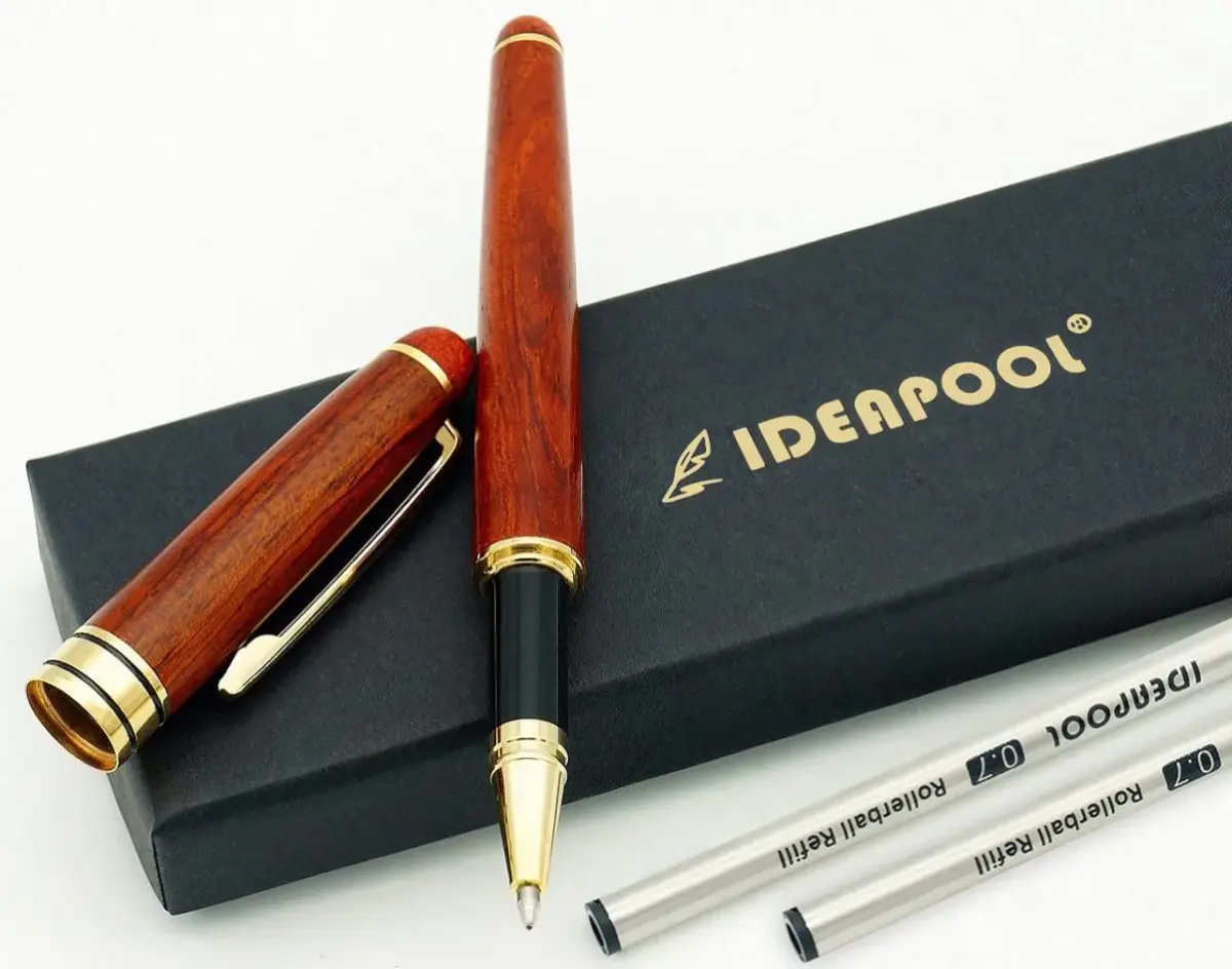 IDEAPOOL Rosewood Ballpoint Pen Set with 2 Black Refills | Natural Handcrafted Writing Instrument - view 5