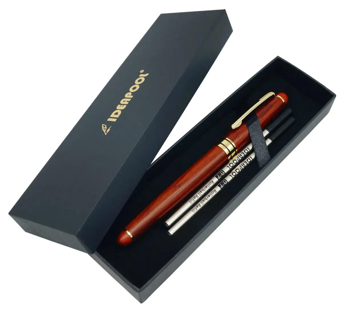 IDEAPOOL Rosewood Ballpoint Pen Set with 2 Black Refills | Natural Handcrafted Writing Instrument - view 6