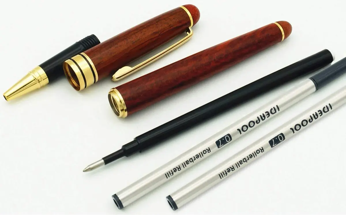 IDEAPOOL Rosewood Ballpoint Pen Set with 2 Black Refills | Natural Handcrafted Writing Instrument - view 7