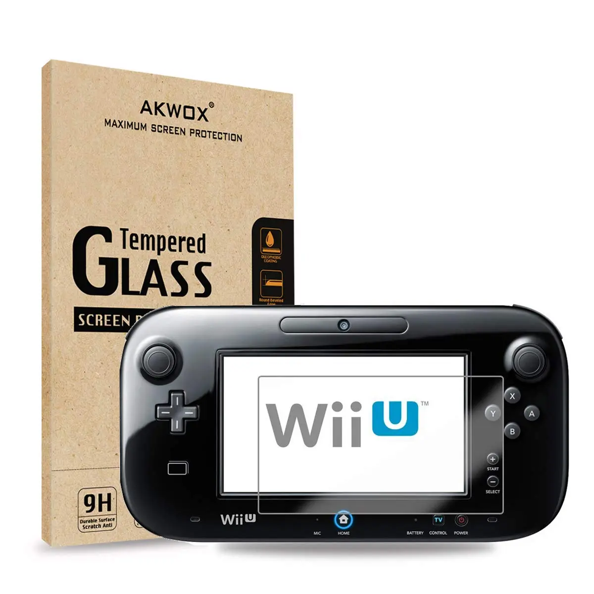(Pack of 2) Tempered Glass Screen Protector for Nintendo Wii U, AKWOX 0.3mm 2.5D High Definition 9H | Premium Clear Screen Film - main product image