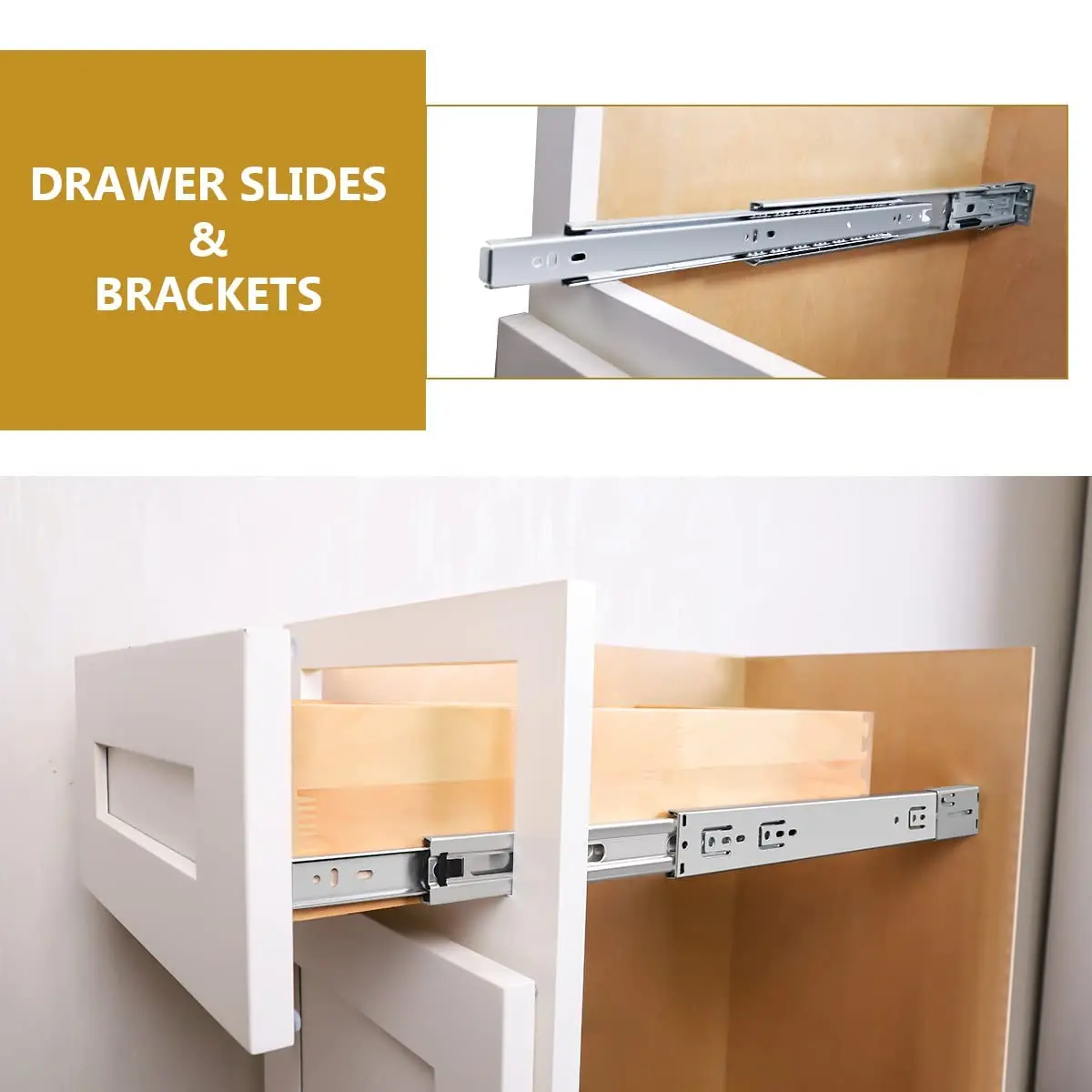 Gobrico 18-Inch Rear/Side Mount Soft Close Drawer Slides with Brackets | Full Extension Heavy Duty - view 3
