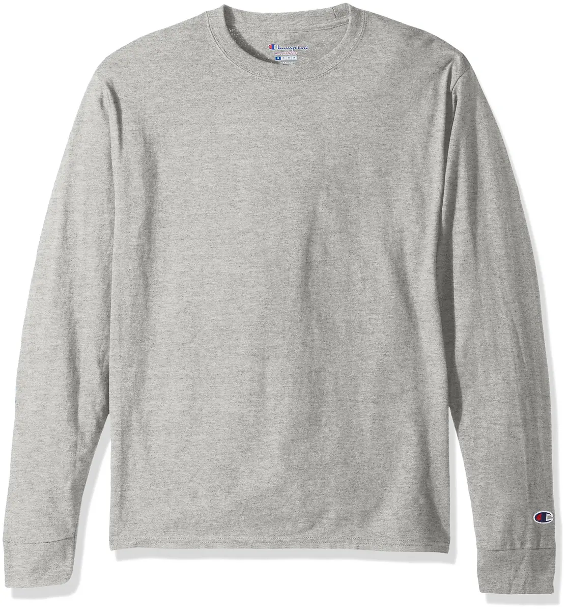 Champion Men's Cotton Long Sleeve Tee Shirt, Oxford Gray | Comfortable, Durable & Imported from USA - main product image