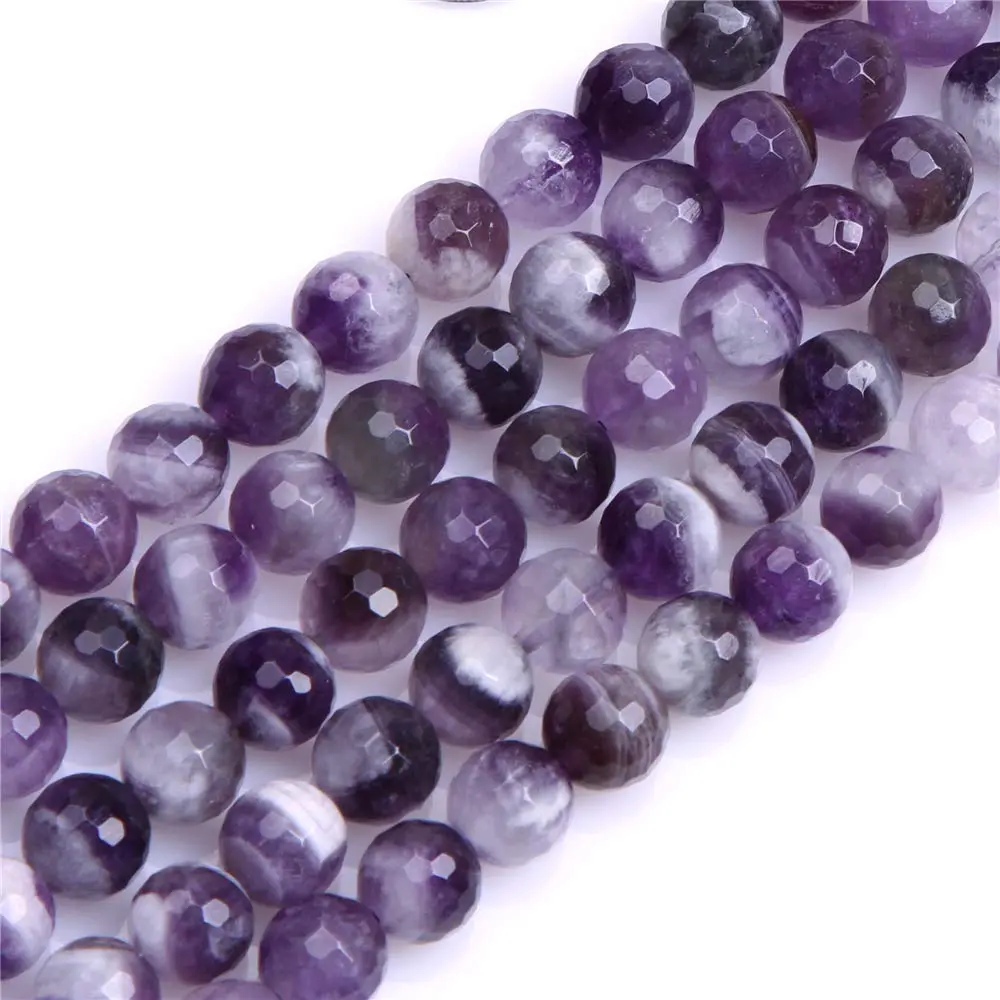 JOE FOREMAN Dream Lace Amethyst Beads for Jewelry Making Natural Gemstone 10mm Round Faceted 15" | Semi Precious Gemstone - main product image