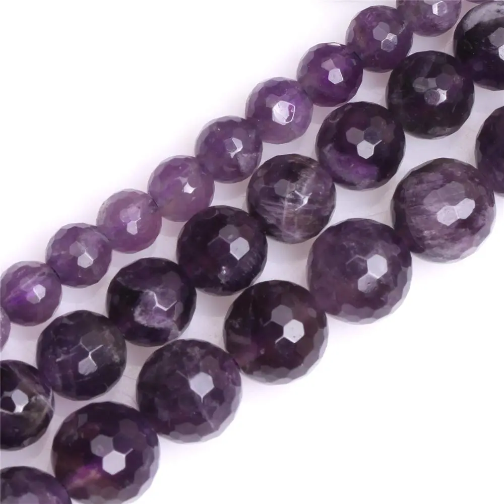 JOE FOREMAN Dream Lace Amethyst Beads for Jewelry Making Natural Gemstone 10mm Round Faceted 15" | Semi Precious Gemstone - view 5