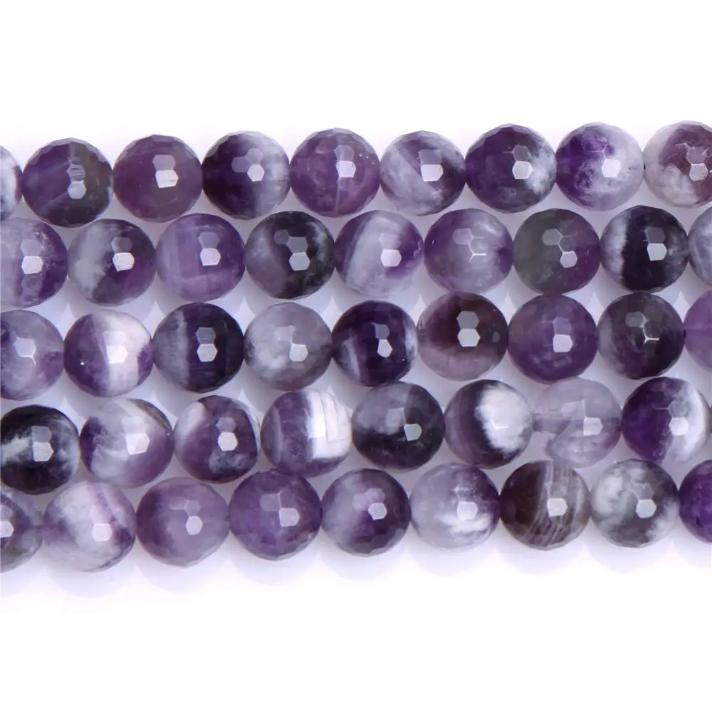 JOE FOREMAN Dream Lace Amethyst Beads for Jewelry Making Natural Gemstone 10mm Round Faceted 15" | Semi Precious Gemstone - view 2