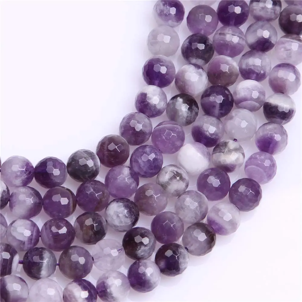 JOE FOREMAN Dream Lace Amethyst Beads for Jewelry Making Natural Gemstone 10mm Round Faceted 15" | Semi Precious Gemstone - view 3