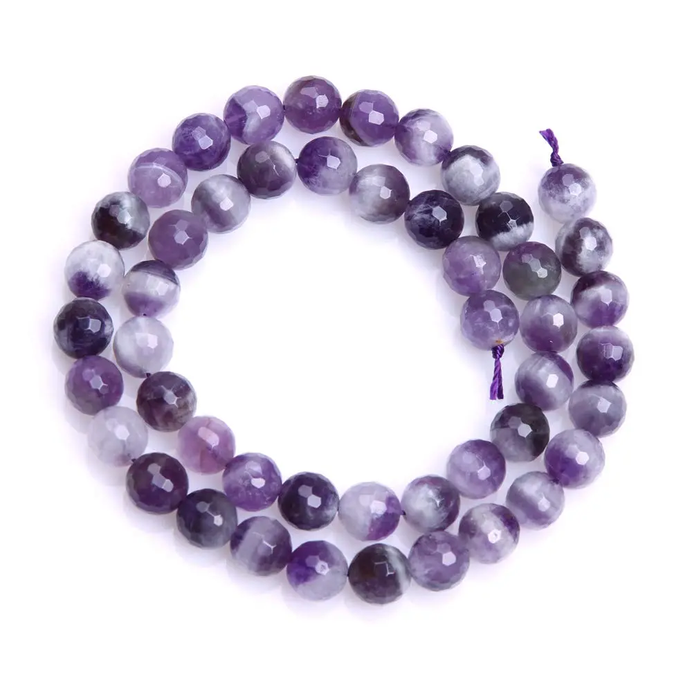 JOE FOREMAN Dream Lace Amethyst Beads for Jewelry Making Natural Gemstone 10mm Round Faceted 15" | Semi Precious Gemstone - view 4